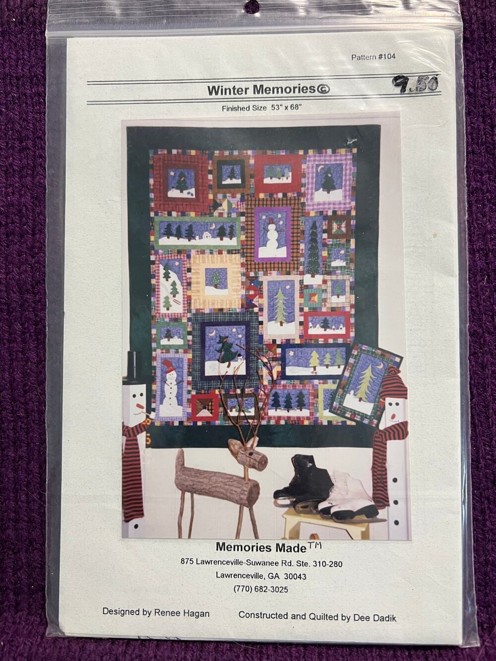 quilt pattern winter memories snowmen 53" x 68"